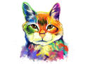 Maine+Coon+Cats+Caricature+Portrait+in+Colored+Style+from+Photos