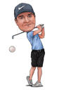 Карикатура игрока в гольф для подарка на день рождения
