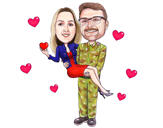 Romantic Couple Pencil Caricature