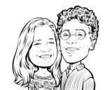 Omtrek karikatuur van een stel