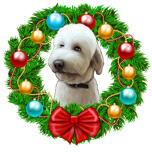 Christmas Dog Wreath Caricature