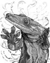 Portrait de reptile en niveaux de gris