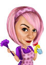 Cleaning Service Person Logo Caricature in Color Style from Custom Photo