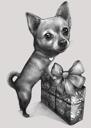 Ganzkörper-Chihuahua-Schwarz-Weiß-Portrait