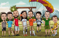Caricatura de vacaciones de los padrinos de boda