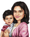 Mother and Child Caricature