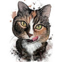 Ritratto di gatto in stile acquerello naturale dalle foto