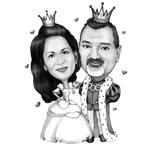 Dibujo de pareja de rey y reina