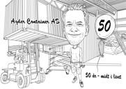 Handyman Worker Karikaturskitse i sort og hvid konturstil med brugerdefineret baggrund