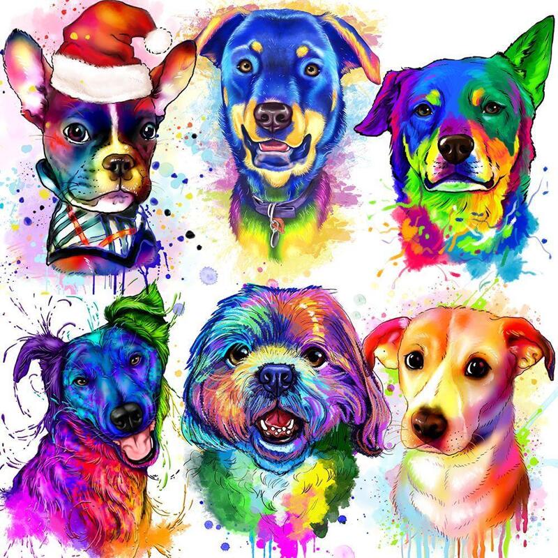 Lovely Dog Canvas Wall Art,Pet Canvas Painting Puppy Artwork,Abstract Dog  Art Print Colorful Shih Tzu Art Print Labrador Retriever Art Print 