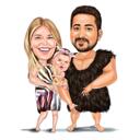 Caricatura di famiglia a figura intera da foto