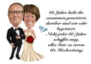 Feliz caricatura del 50 aniversario de bodas de fotos con fondo personalizado