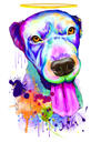Retrato Memorial de Cachorro Arco-Íris com Asas de Anjo