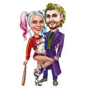 Caricatura de casal Joker: compre arte profissional personalizada desenhada à mão online 🃏