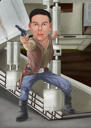 Holding Gun Full Body Caricature