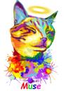 Retrato conmemorativo en acuarela con halo por la pérdida de una mascota