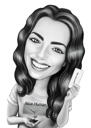 Florist Caricature in Black and White Style from Photo
