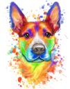 Basenji regnbåge akvarell karikatyr