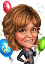 Birthday Caricature with Champagne