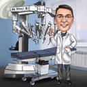 Kirurgiline karikatuur Da Vinci robotiga