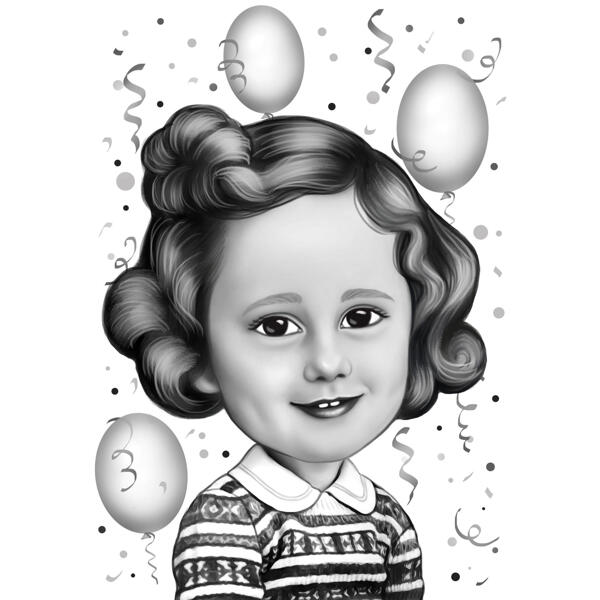 Regalo di compleanno di caricatura del bambino di 2 anni dalla foto