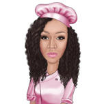 Vrouwelijke chef-kok Cartoon portret