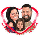 Caricatura de casal com filho apaixonado