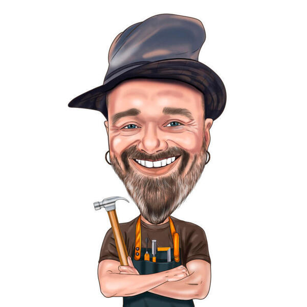 Exaggerated Maintenance Worker Caricature