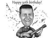 Regalo de caricatura de aniversario de 50 cumpleaños en blanco y negro