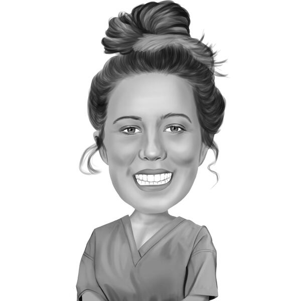 Dibujo de enfermera en estilo blanco y negro