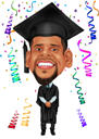 Caricatura de regalo de graduación en estilo coloreado