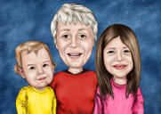 Caricatura de abuela y nietos