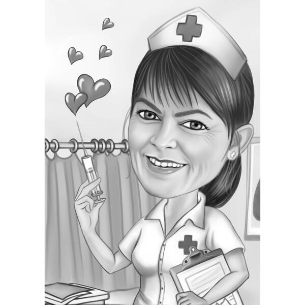 Sygeplejerske tegner med hjerter