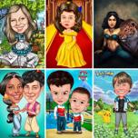 Caricature de dessin animé comme n'importe quel personnage préféré avec arrière-plan