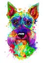 Akvarell Rainbow Style Wire Fox Terrier porträtt från foton