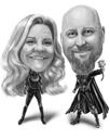 Disegno di caricatura di supereroe in stile bianco e nero