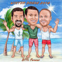 Caricatura di amici in vacanza