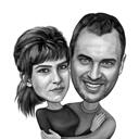 Oil Drawing: 2 Persons Caricature Black and White Style