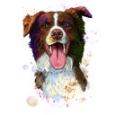 Australiensisk herdehund tecknad porträtt i naturliga akvareller handritad från foto