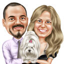 Caricature de couple et de chien