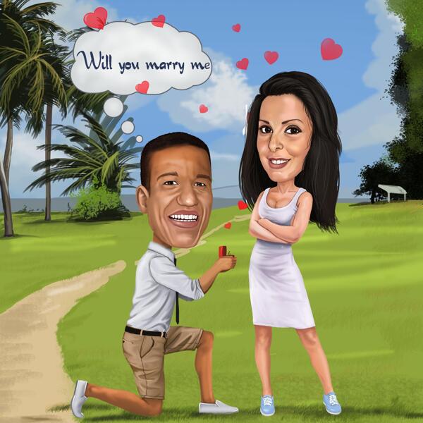 Retrato de propuesta de pareja para regalo de compromiso
