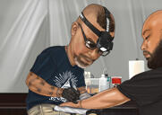Portrait d'artiste tatoueur dessiné à la main