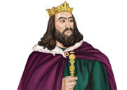 Portrait de roi personnalisé dessiné à partir de photos