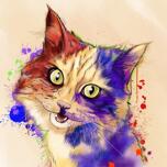 Custom Cat Portrait Painting in Watercolor Style with Background