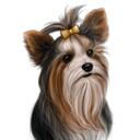 Yorkie Cartoon Portrait in Color Style from Photo