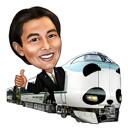 Desenho de desenho animado do maquinista de trem