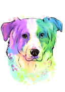Full+Body+Dog+Cartoon+Portrait+from+Photo+in+Black+and+White+Watercolor+Style