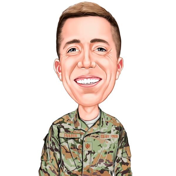 Vojenský portrét kreslení barevný styl