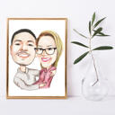 صورة كاريكاتورية جميلة للزوجين بأسلوب ملون على هدية طباعة ملصق