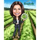 Business Woman Caricature with Custom Background
